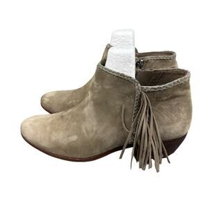 Sam Edelman Size 7 Womens Tan Suede Paige Fringe Western Booties